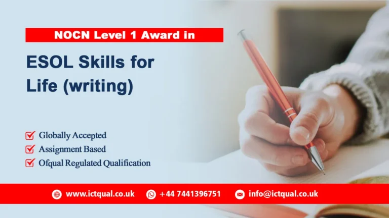 NOCN Level 1 Award in ESOL Skills for Life (writing)