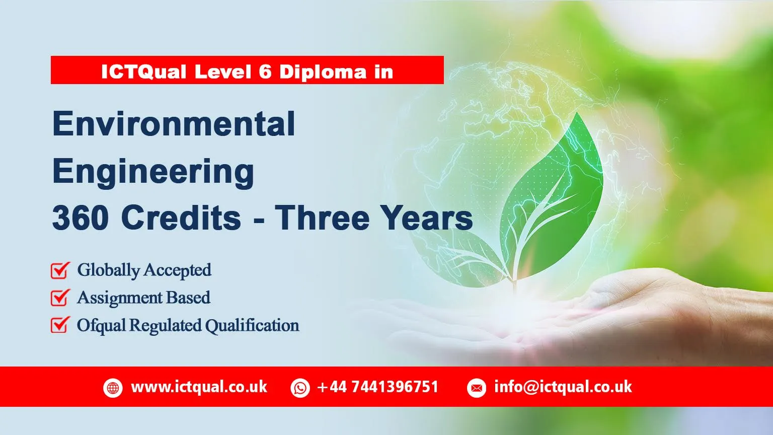 Level 6 Diploma in Environmental Engineering 360 Credits – Three Years