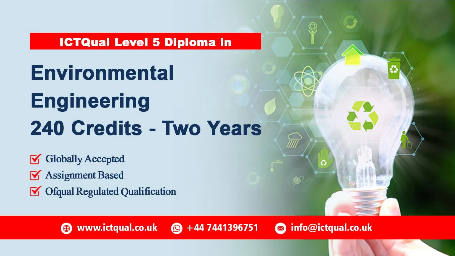 ICTQual Level 5 Diploma in Environmental Engineering 240 Credits – Two Years