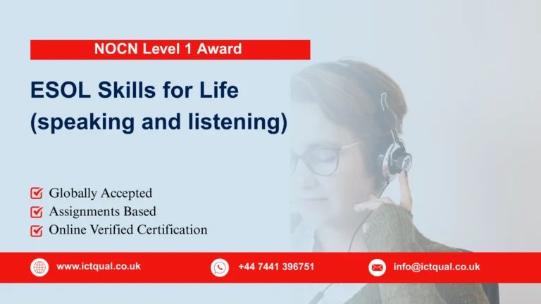 NOCN Level 1 Award in ESOL Skills for Life (speaking and listening)