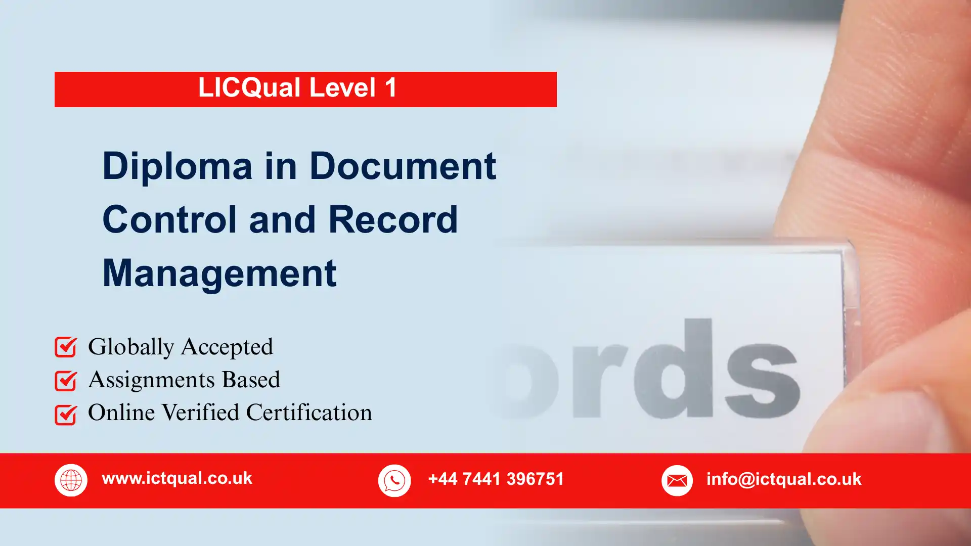 LICQual Level 1 Diploma in Document Control and Record Management