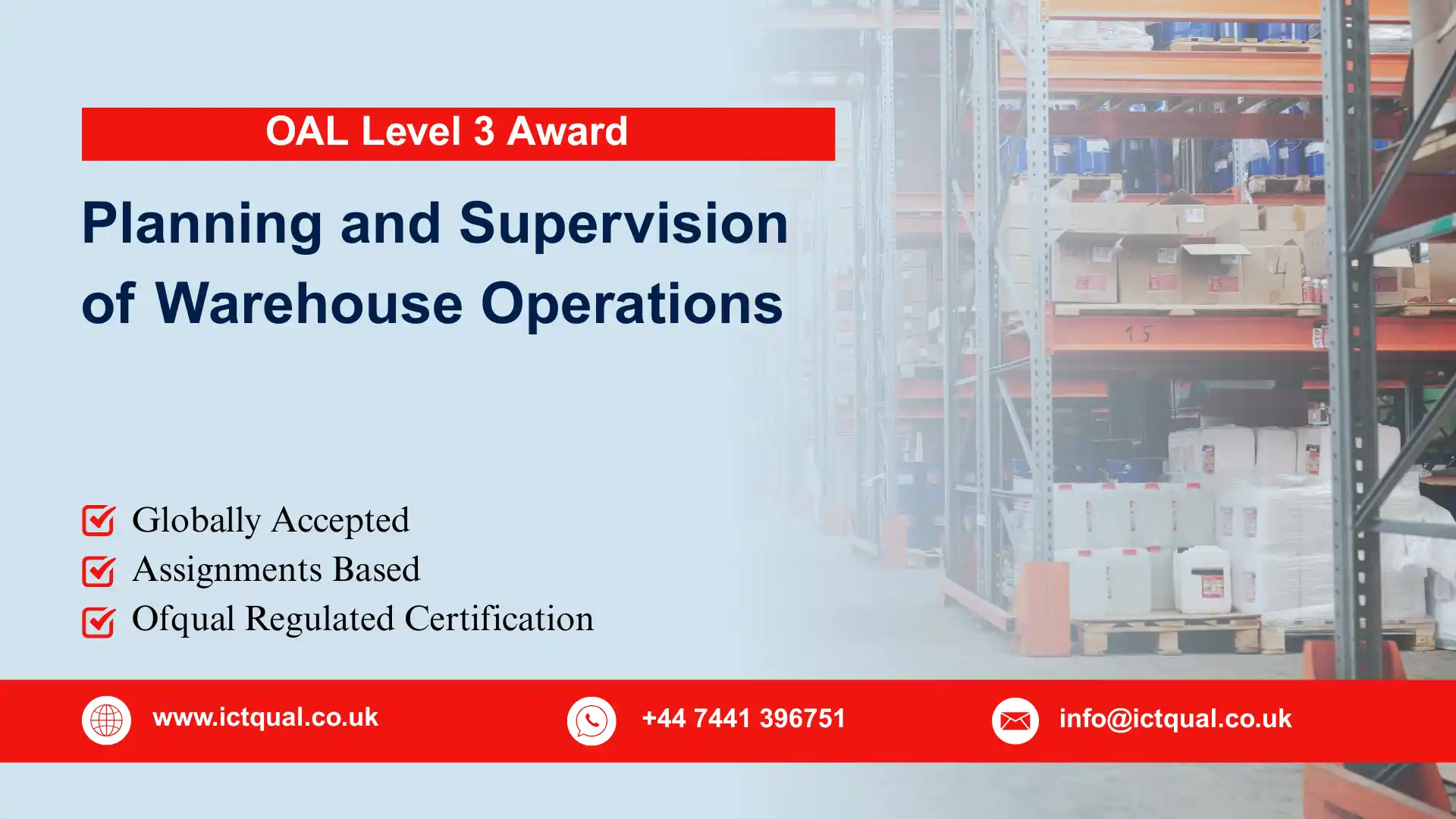 OAL Level 3 Award in Planning and Supervision of Warehouse Operations