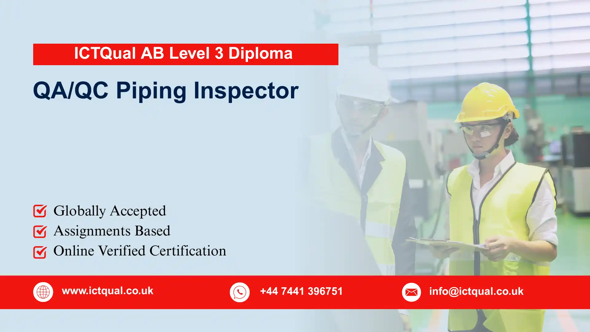 ICTQual AB Level 3 Diploma in QA/QC Piping Inspector