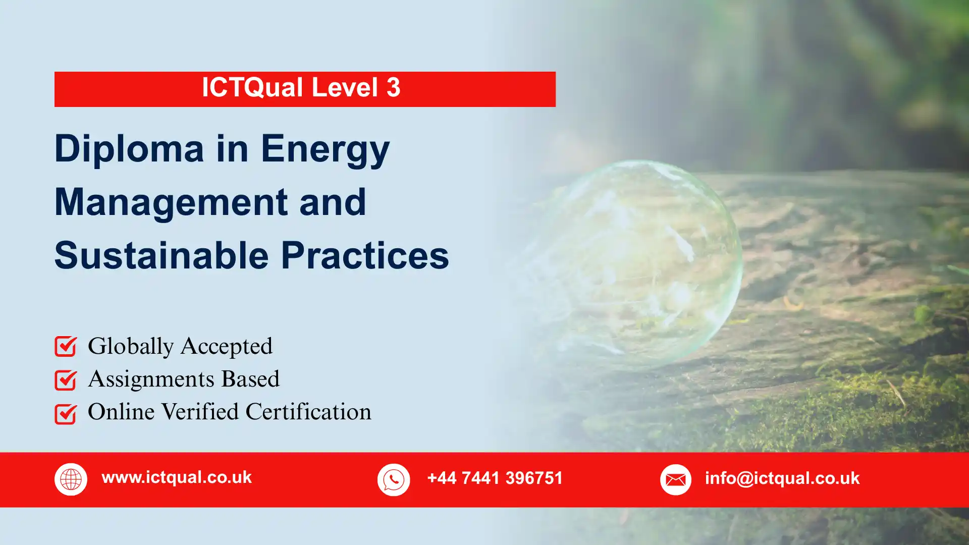 ICTQual Level 3 Diploma in Energy Management and Sustainable Practices