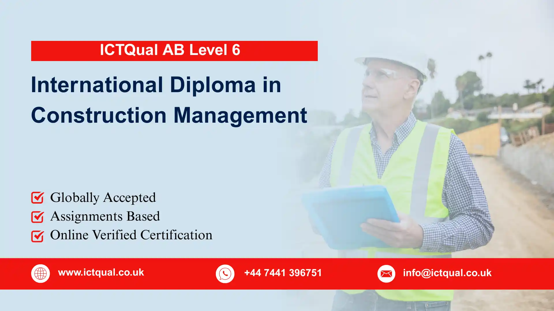 ICTQual AB Level 6 International Diploma in Construction Management