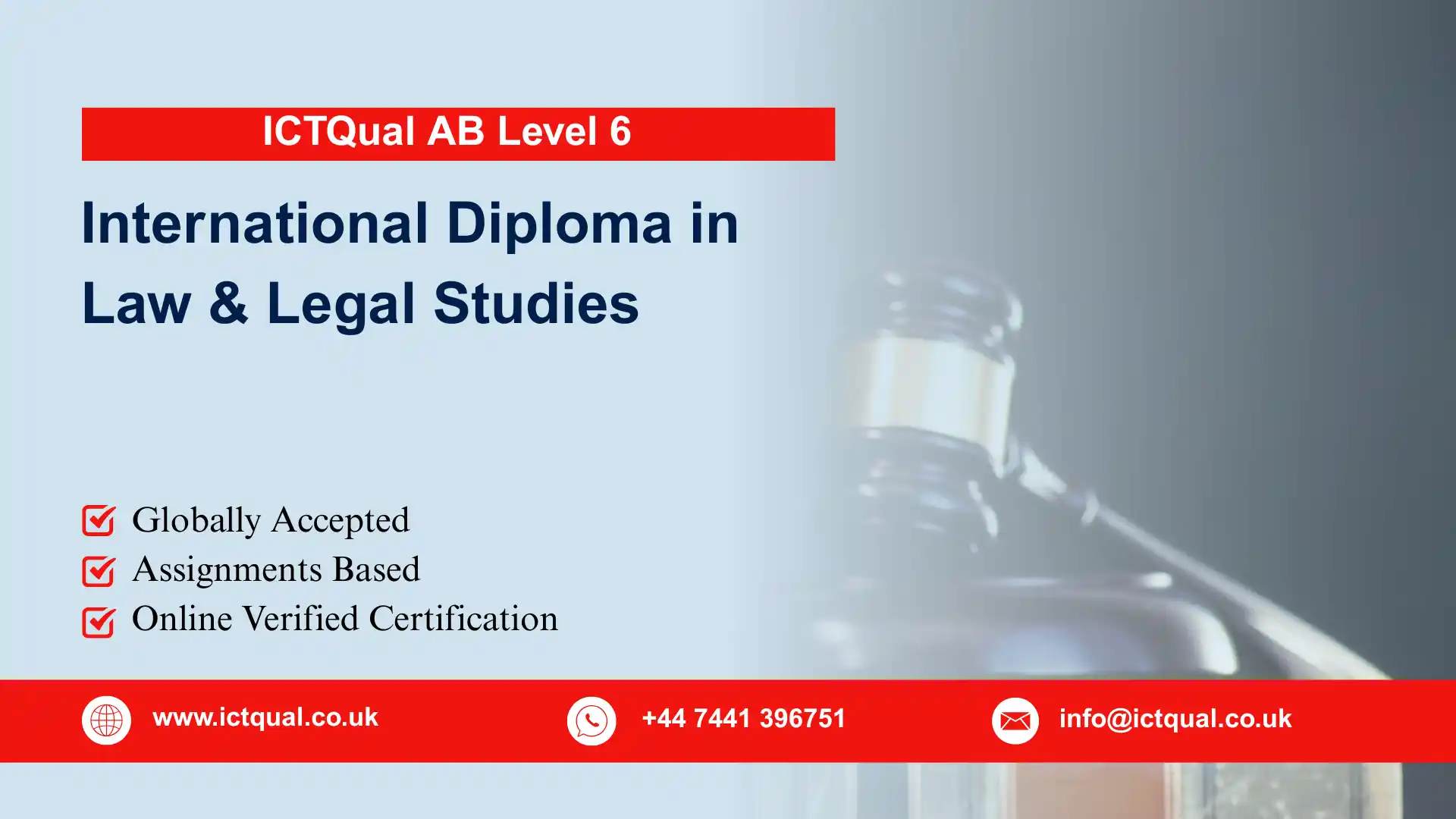 ICTQual AB Level 6 International Diploma in Law & Legal Studies