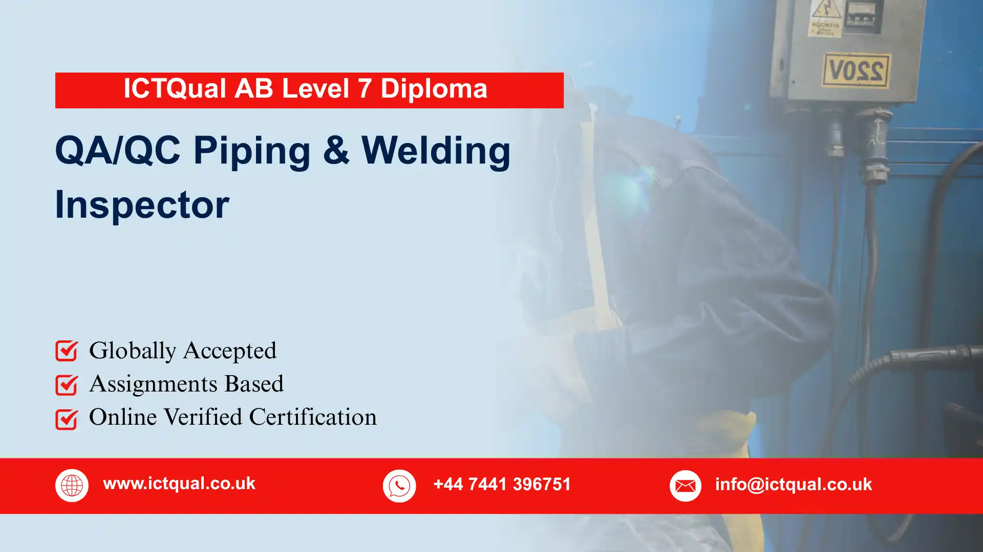 ICTQual AB Level 7 Diploma in QA/QC Piping & Welding Inspector
