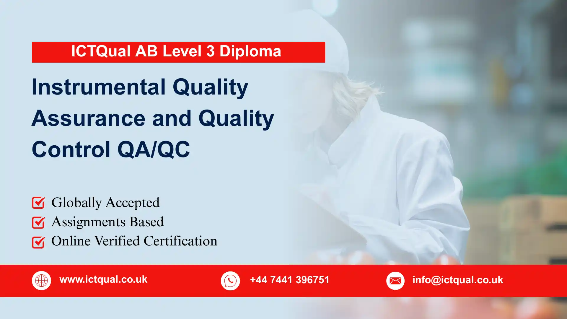 ICTQual AB Level 3 Diploma in Instrumental Quality Assurance and Quality Control QA/QC