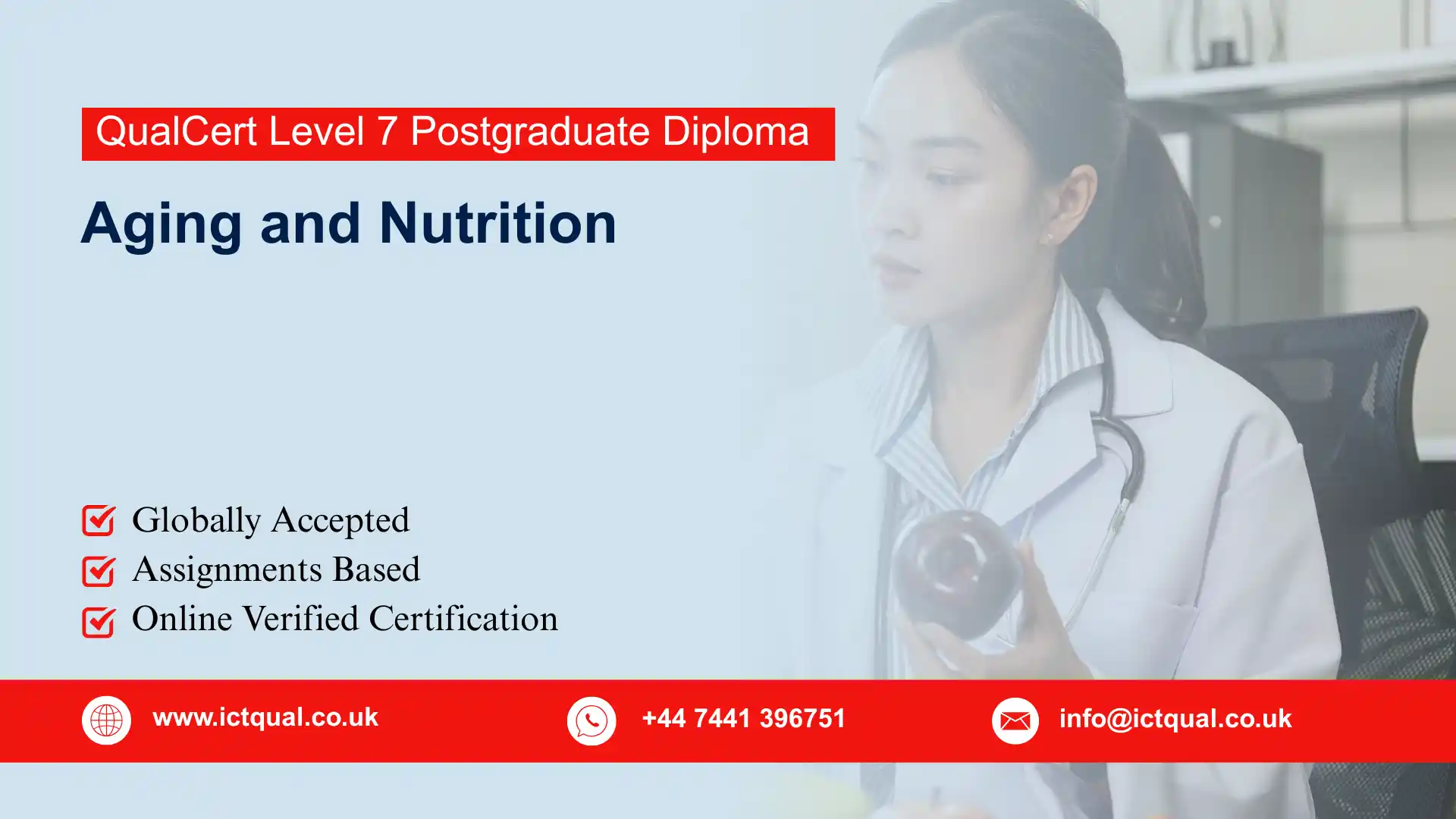 QualCert Level 7 Postgraduate Diploma in Aging and Nutrition (PgD Aging and Nutrition)