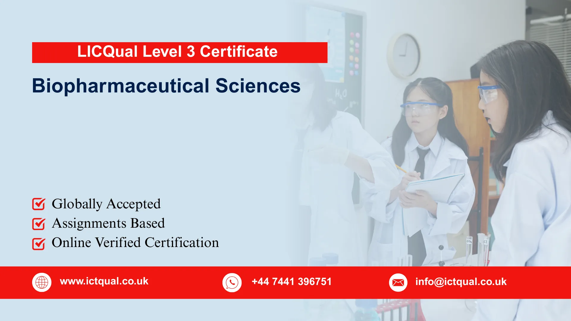 LICQual Level 3 Certificate in Biopharmaceutical Sciences (Cert Biopharmaceutical Sciences)