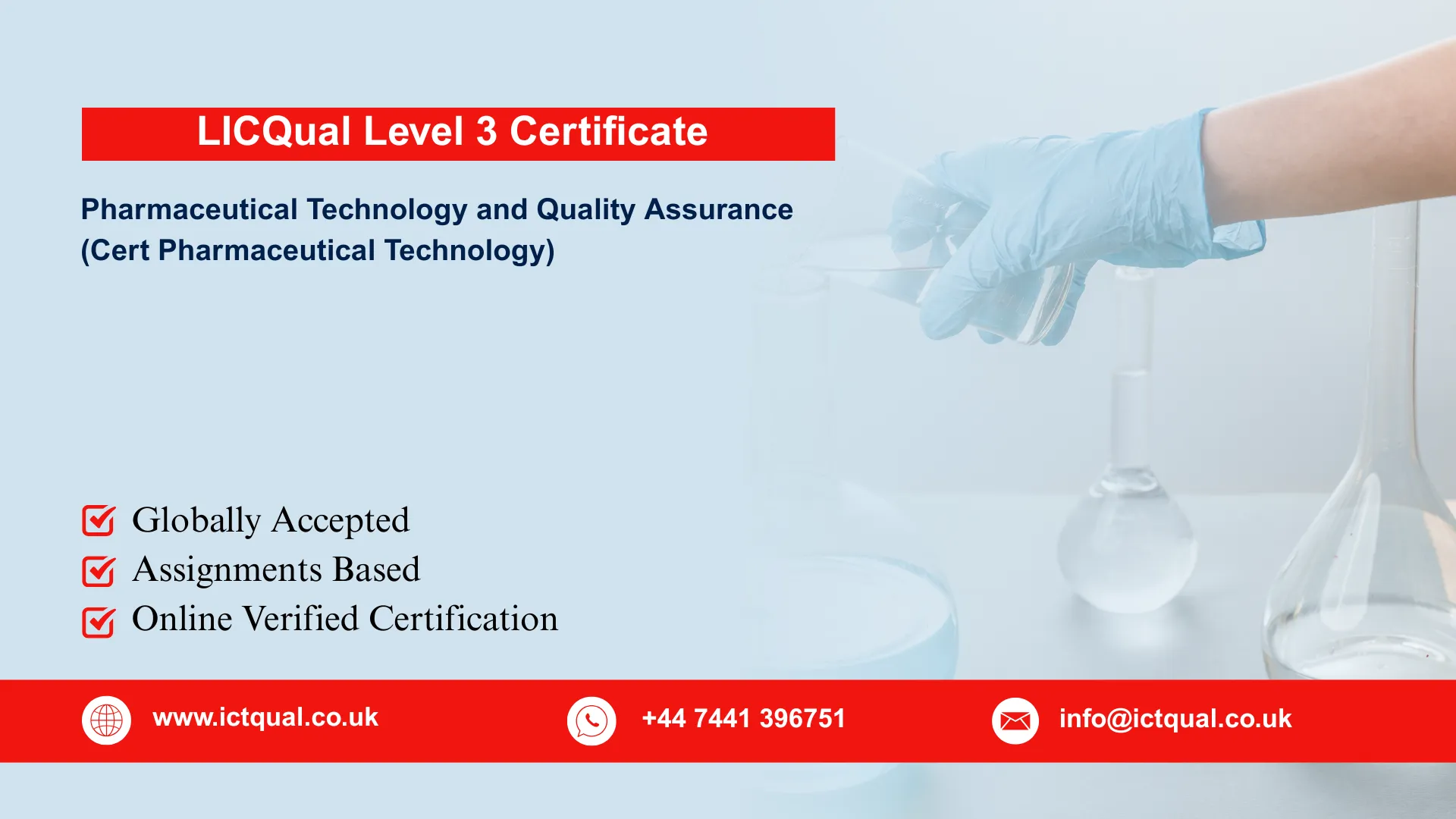 LICQual Level 3 Certificate in Pharmaceutical Technology and Quality Assurance (Cert Pharmaceutical Technology)