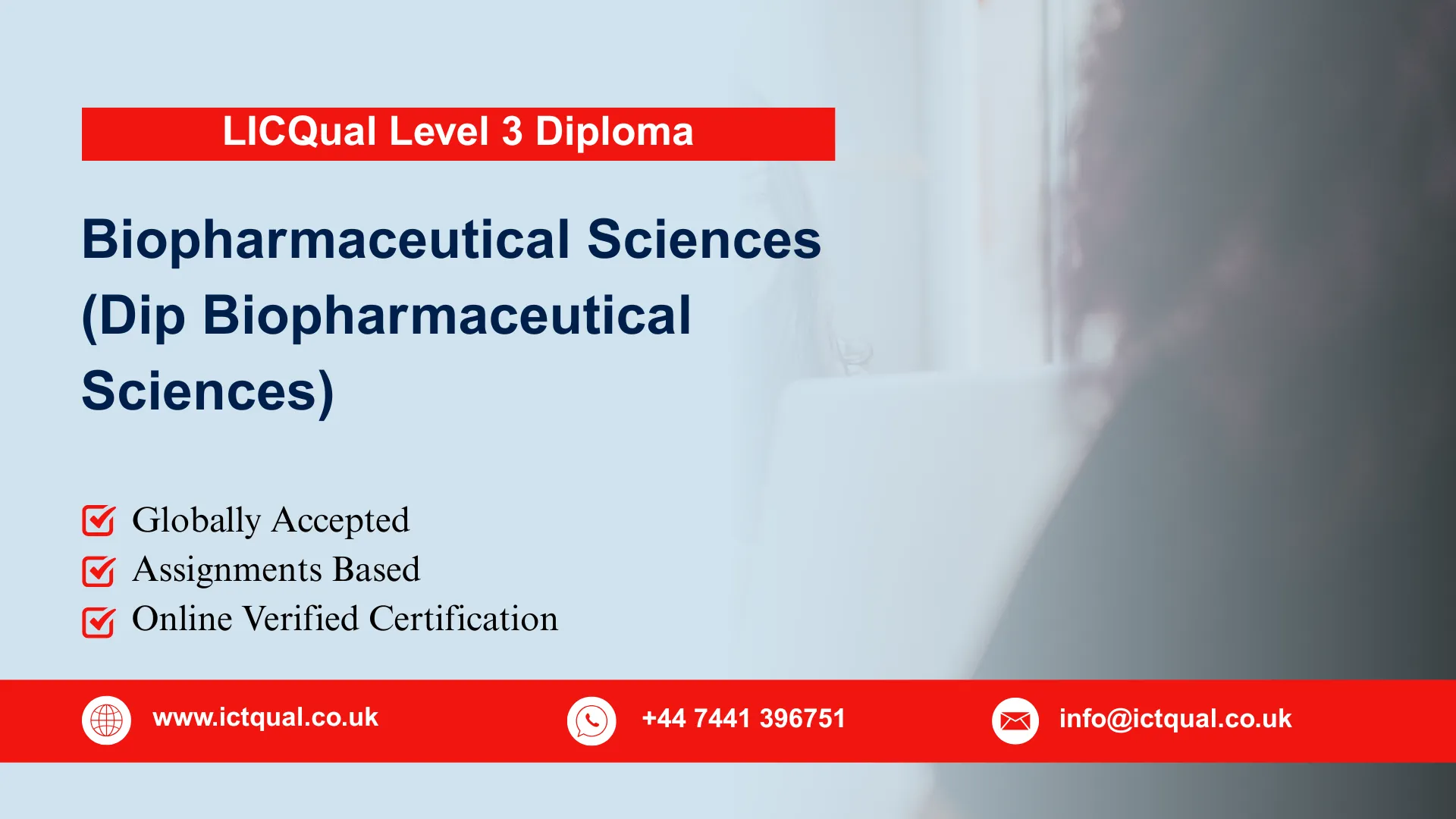 LICQual Level 3 Diploma in Biopharmaceutical Sciences (Dip Biopharmaceutical Sciences)