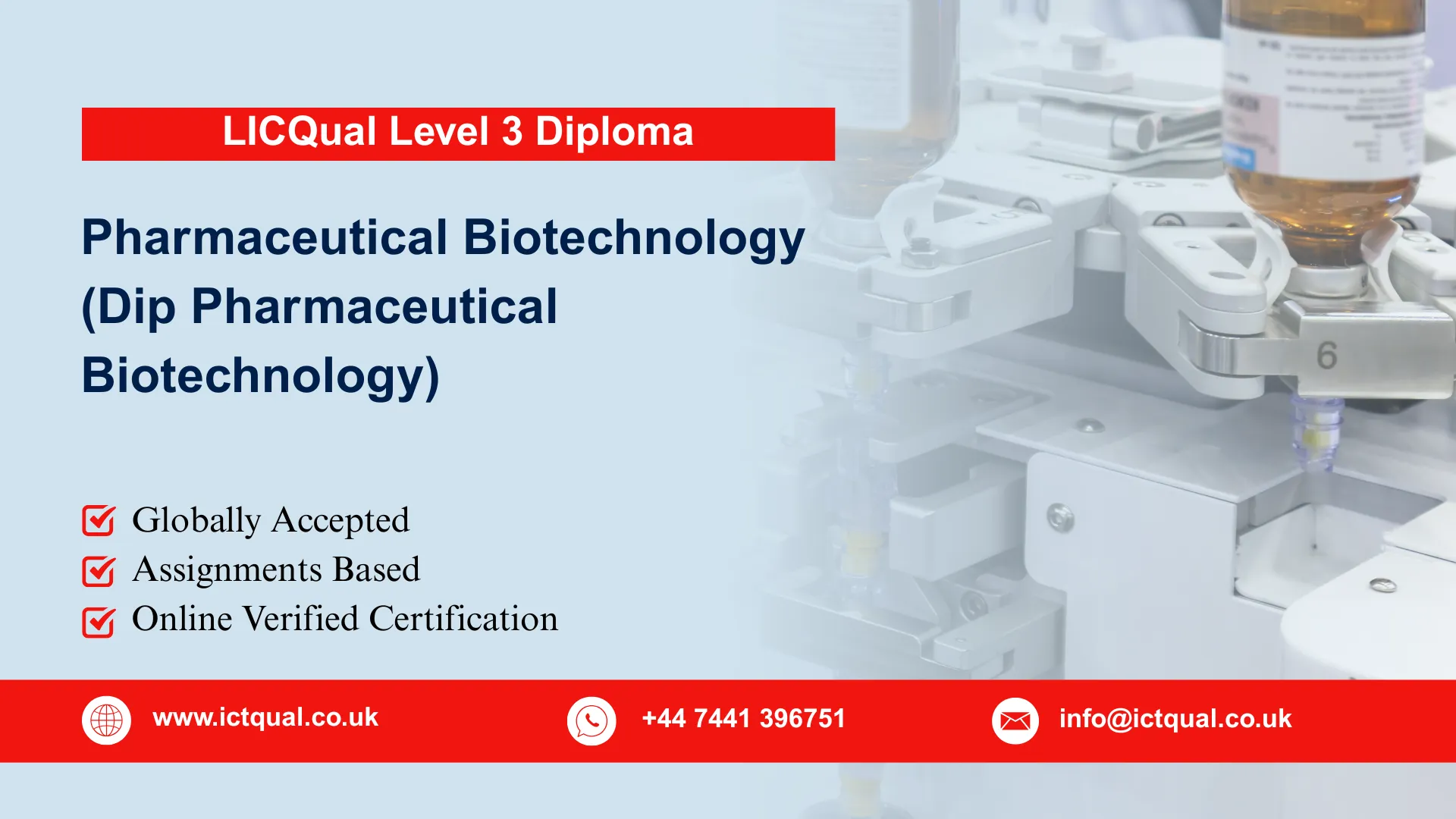 LICQual Level 3 Diploma in Pharmaceutical Biotechnology (Dip Pharmaceutical Biotechnology)