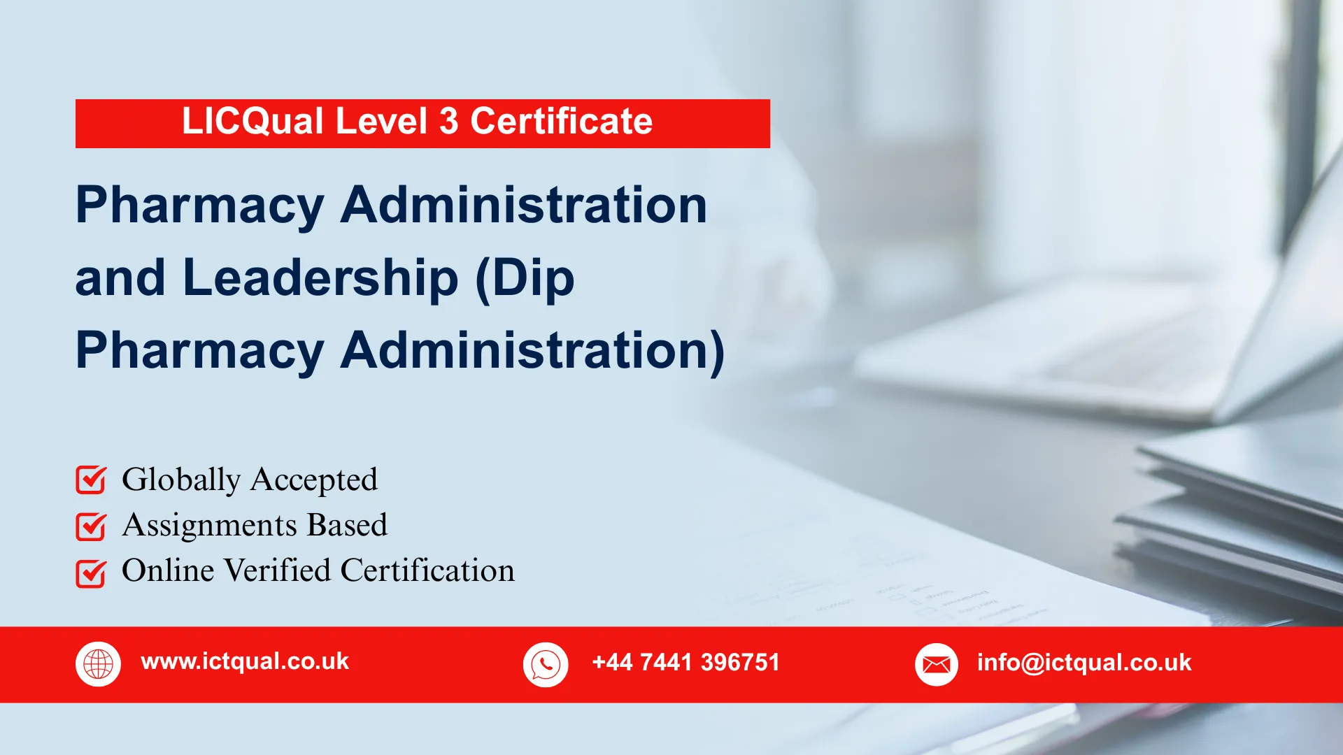 LICQual Level 3 Diploma in Pharmacy Administration and Leadership (Dip Pharmacy Administration) 