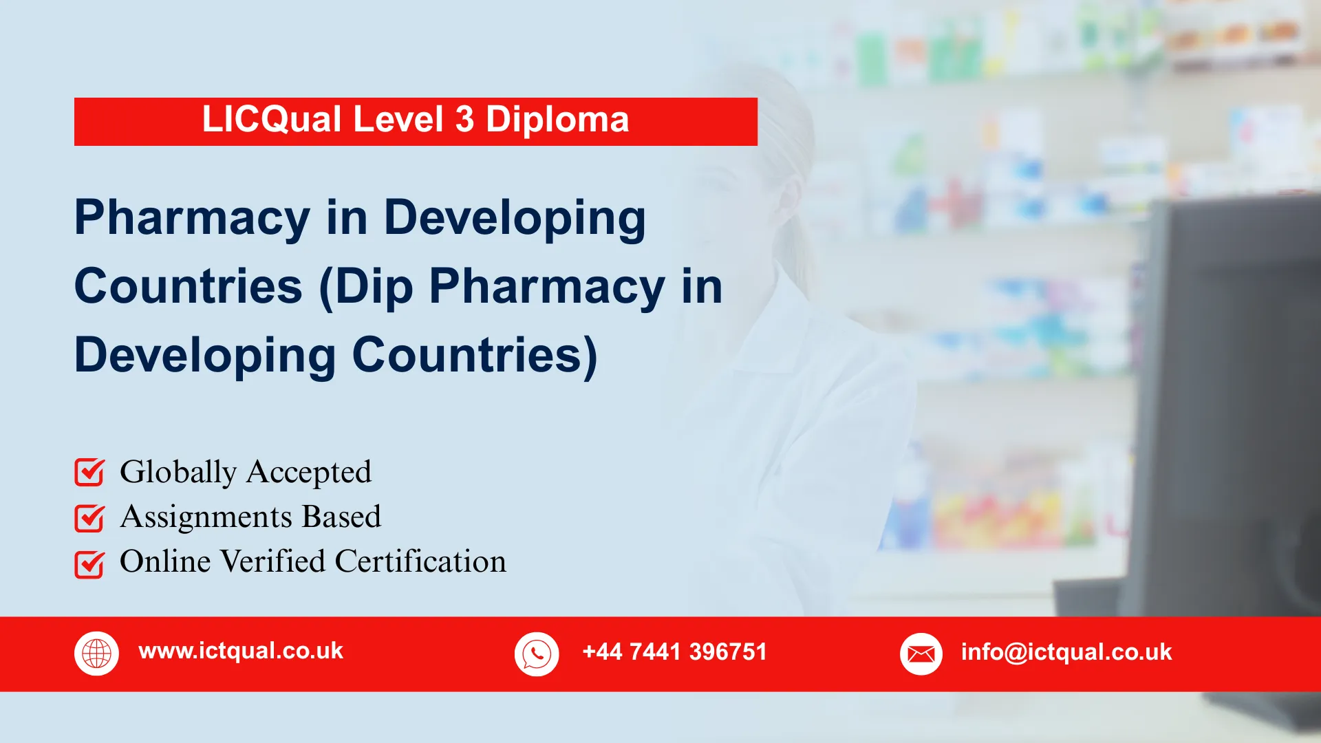 LICQual Level 3 Diploma in Pharmacy in Developing Countries (Dip Pharmacy in Developing Countries)