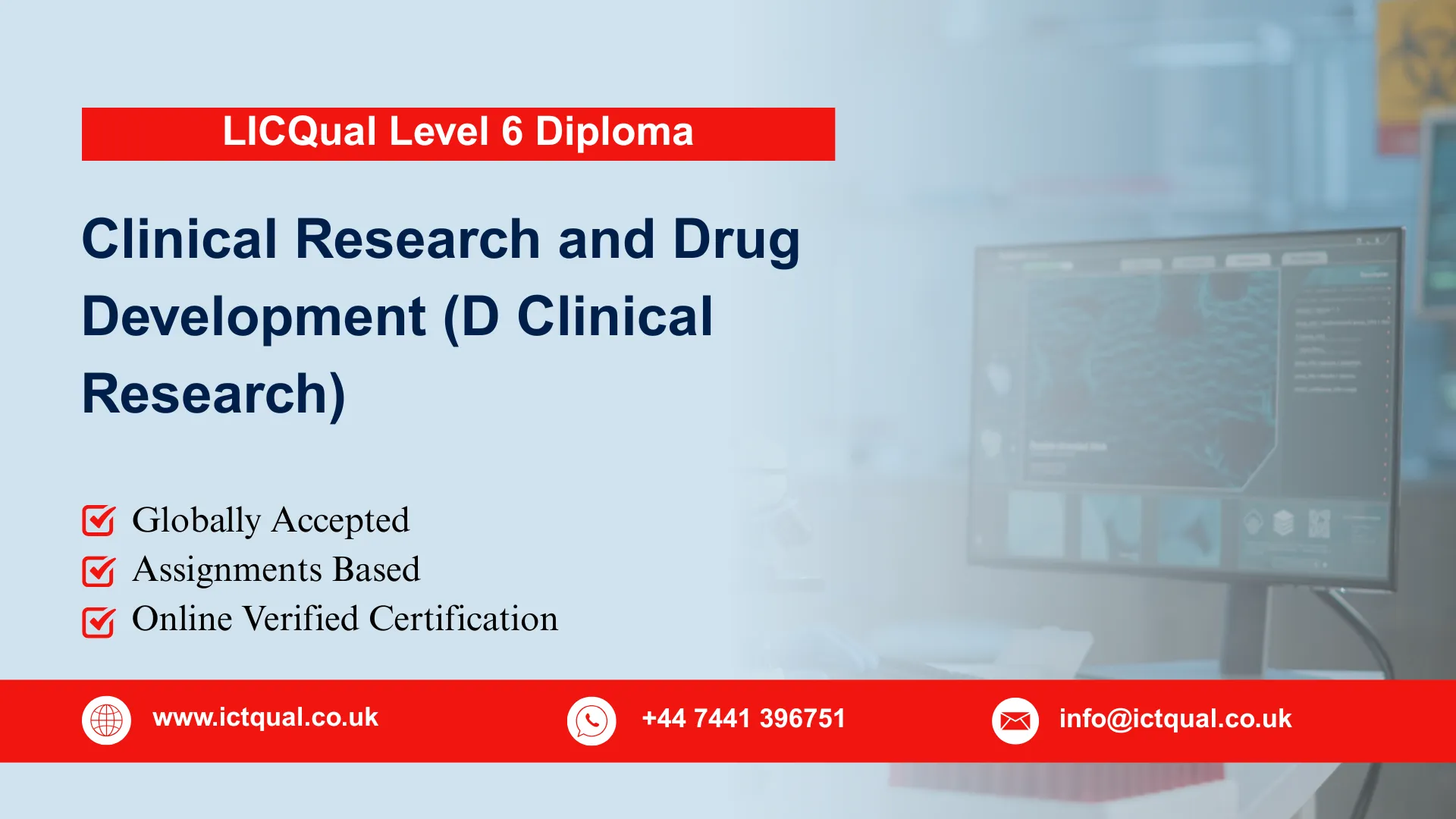 LICQual Level 6 Diploma in Clinical Research and Drug Development (D Clinical Research) 