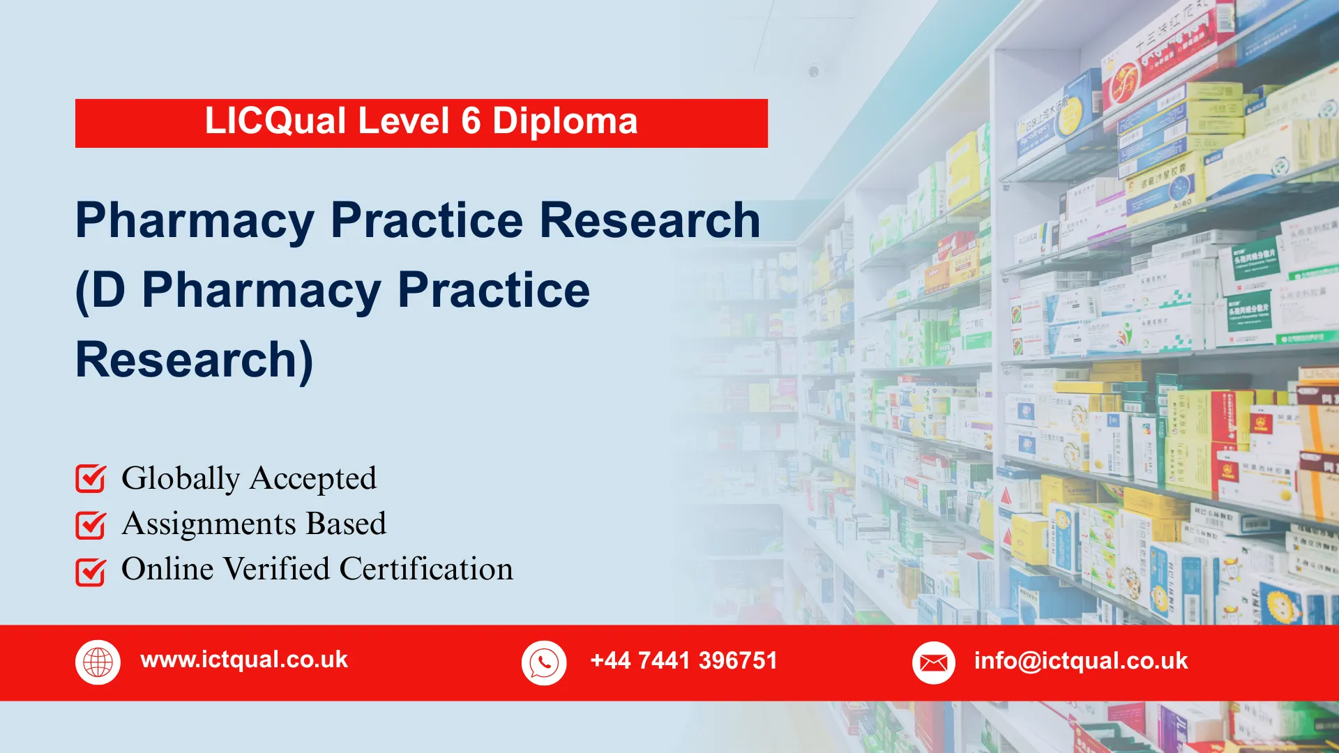 LICQual Level 6 Diploma in Pharmacy Practice Research (D Pharmacy Practice Research)