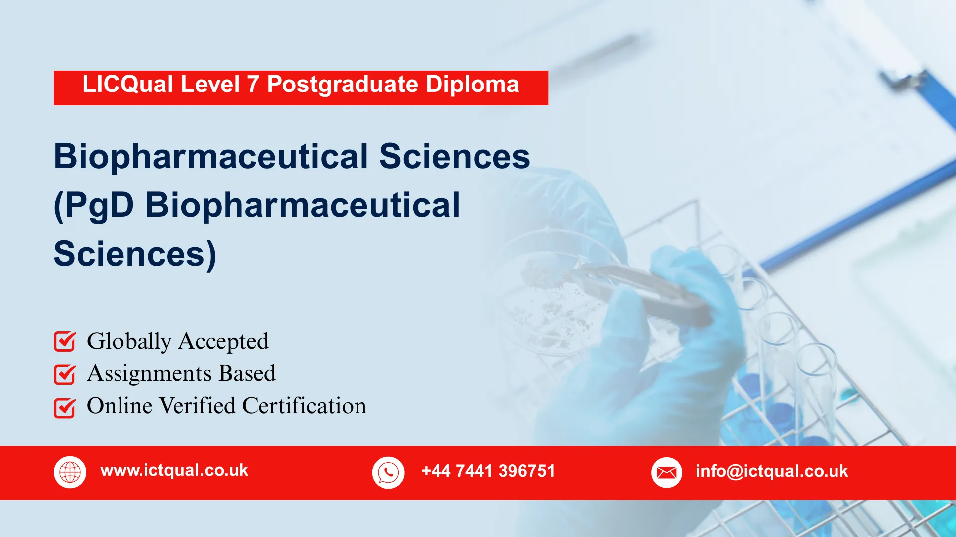 LICQual Level 7 Postgraduate Diploma in Biopharmaceutical Sciences (PgD Biopharmaceutical Sciences) 