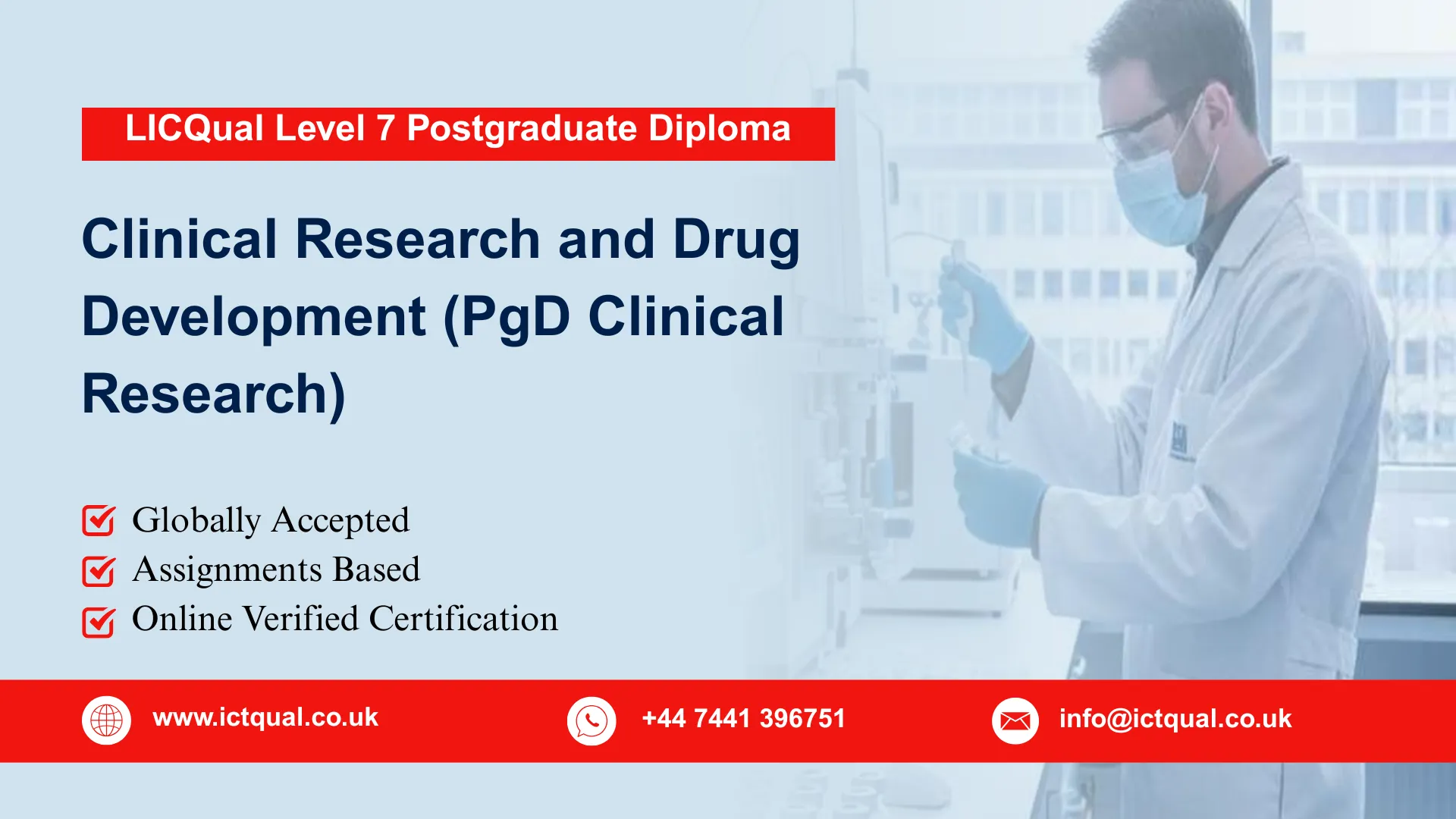 LICQual Level 7 Postgraduate Diploma in Clinical Research and Drug Development (PgD Clinical Research)