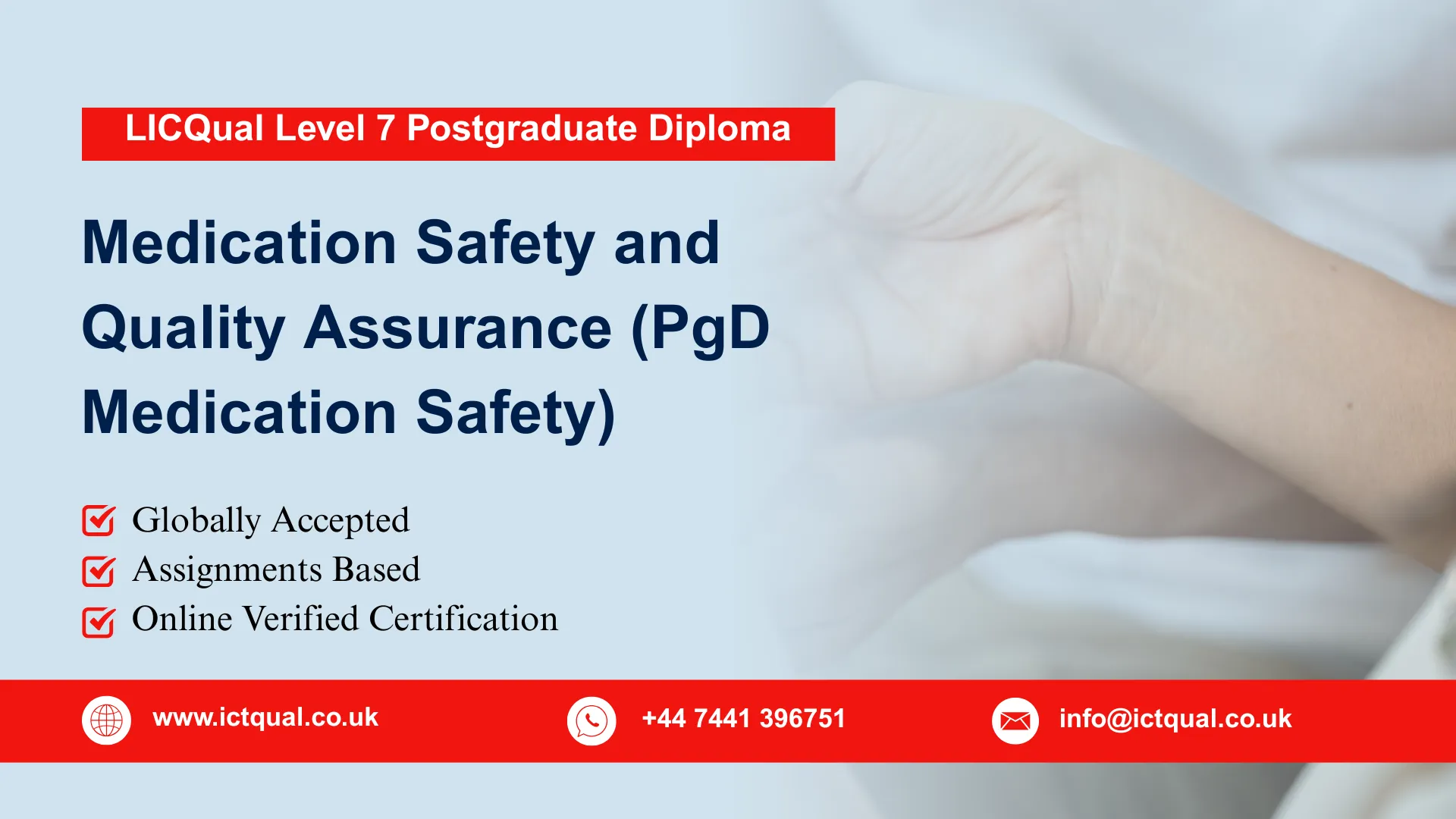 LICQual Level 7 Postgraduate Diploma in Medication Safety and Quality Assurance (PgD Medication Safety)