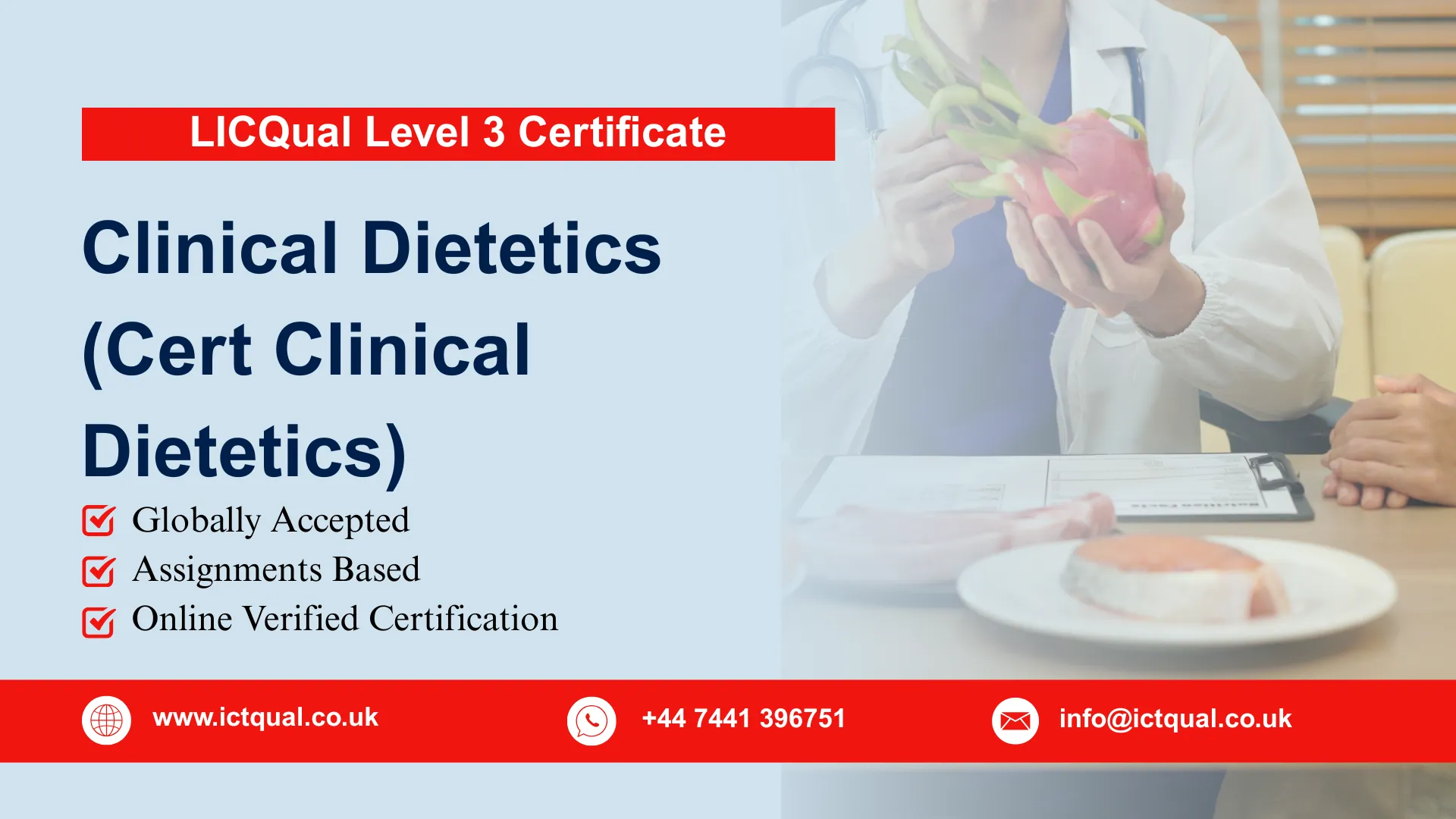 LICQual Level 3 Certificate in Clinical Dietetics (Cert Clinical Dietetics)