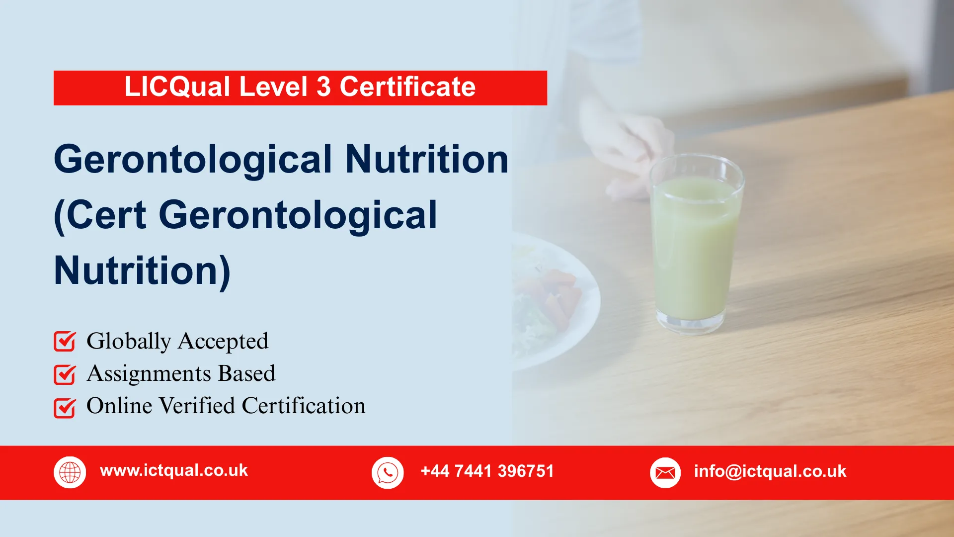 LICQual Level 3 Certificate in Gerontological Nutrition (Cert Gerontological Nutrition)