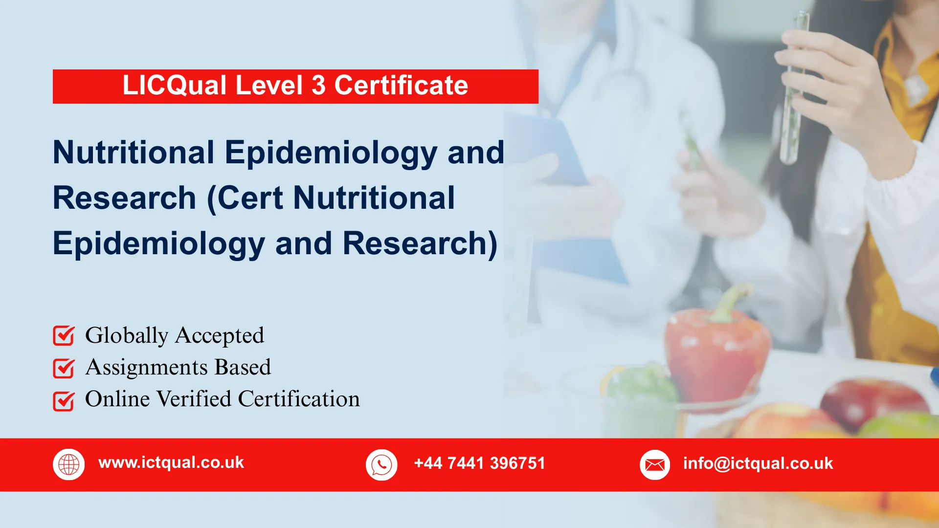 LICQual Level 3 Certificate in Nutritional Epidemiology and Research (Cert Nutritional Epidemiology and Research)