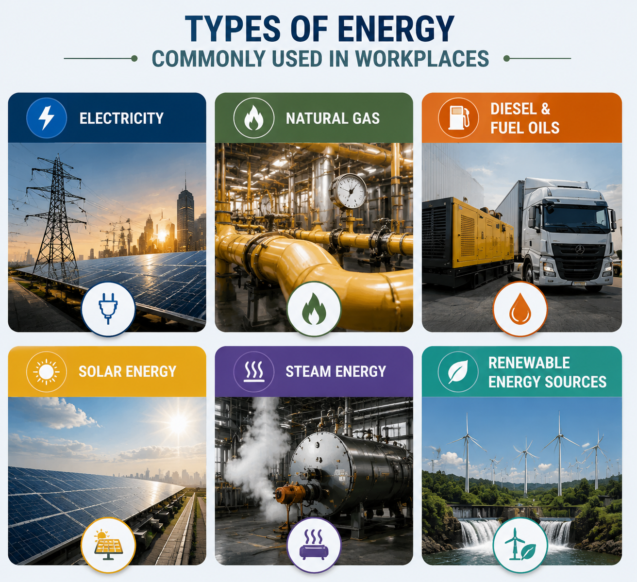 Lesson 1: Understanding the Fundamental Concepts, Principles, and Objectives of Energy Management Across Multiple Sectors 1 Types of energy in the workplace